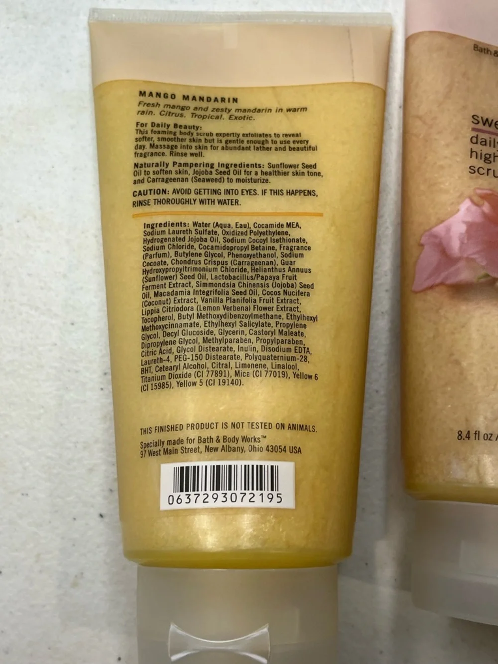 Bath & Body works BBW sweet pea body wash & scrub lot 2 (old packaging) mango